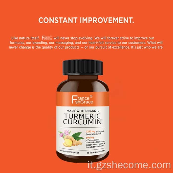 Capsule di curcuma di curcumina ritardano l'invecchiamento di integratori di curcumina